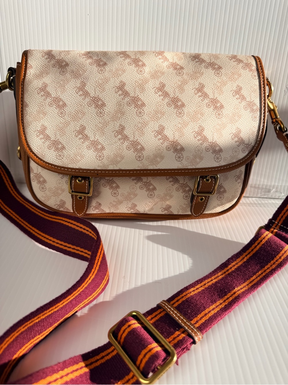 Coach field messenger cross body bag coated canvas white/brown - Picture 2 of 15